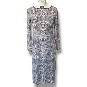 Vintage Calypso Paisley Long Sleeve Tunic with Side Slits